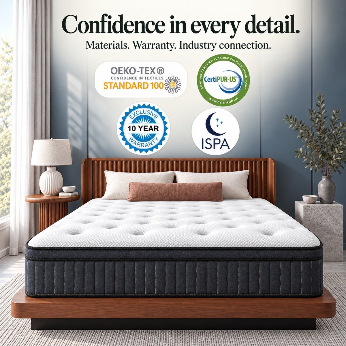 King Size Mattresses, 12 Inch Memory Foam Hybrid Mattress in a Box