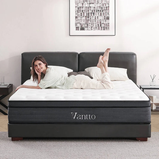 Vantto King Size Mattress, 14 Inch Hybrid Memory Foam Mattress in a Box, Pressure Relief, CertiPUR-US