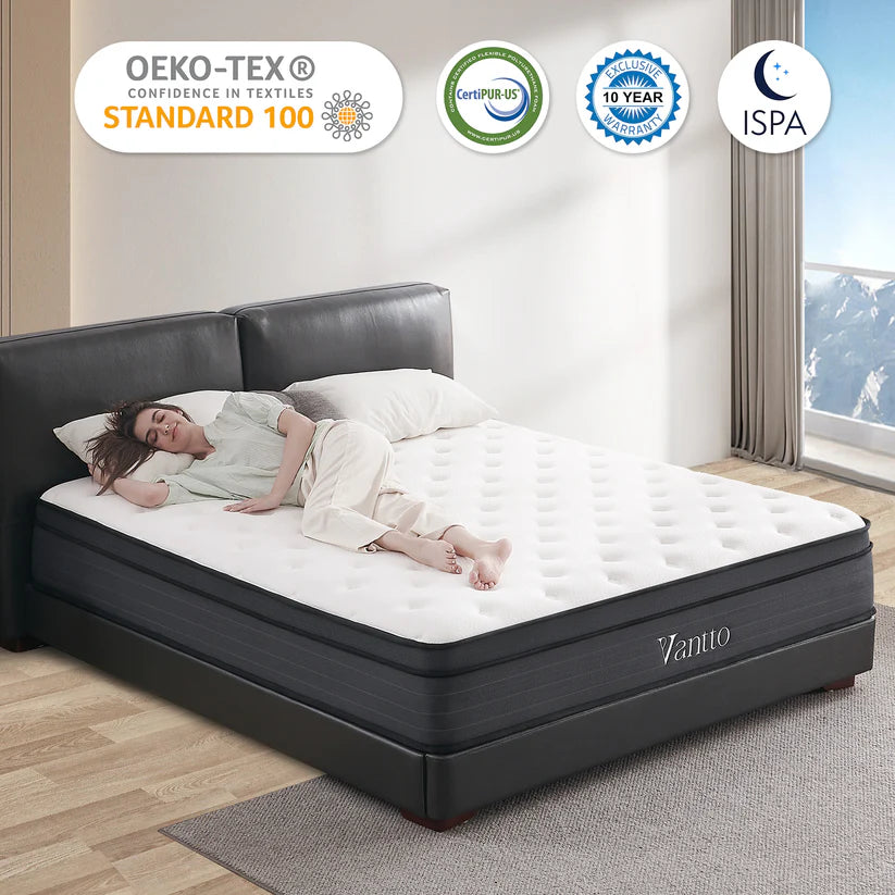 Full Mattresses, 14 Inch Memory Foam Hybrid Mattress in a Box with Pocket Springs for Motion Isolation Pressure Relief, 100 Nights Trial, CertiPUR-US