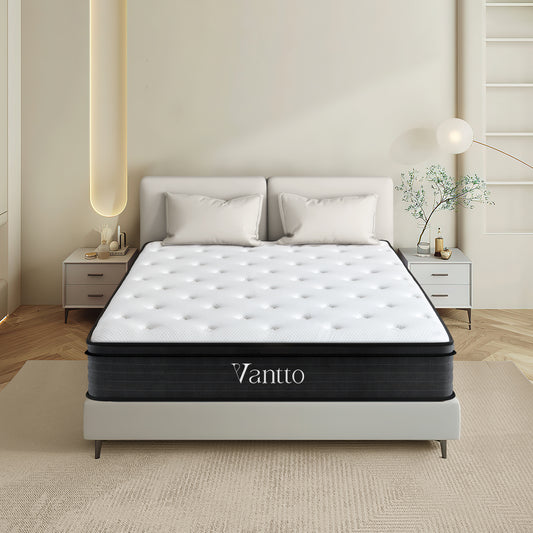 Vantto Full Mattress, 12 Inch Hybrid Mattress in a Box, Full Size Memory Foam Mattress with Pocket Springs for Motion Isolation Pressure Relief, CertiPUR-US, 100 Nights Trial