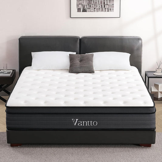 Queen Size Mattress, 12 Inch Individual Pocket Springs Hybrid Memory Foam Queen Mattress in a Box for Pressure Relief, Motion Isolation, CertiPUR-US