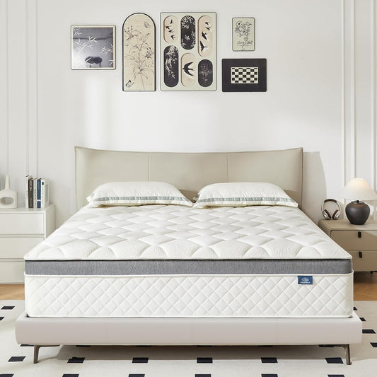 Happiland Full Size Mattress, 10 Inch Hybrid Memory Foam Mattress in a Box Double Mattress, Individually Pocket Springs, Pressure Relief, Breathable Comfort