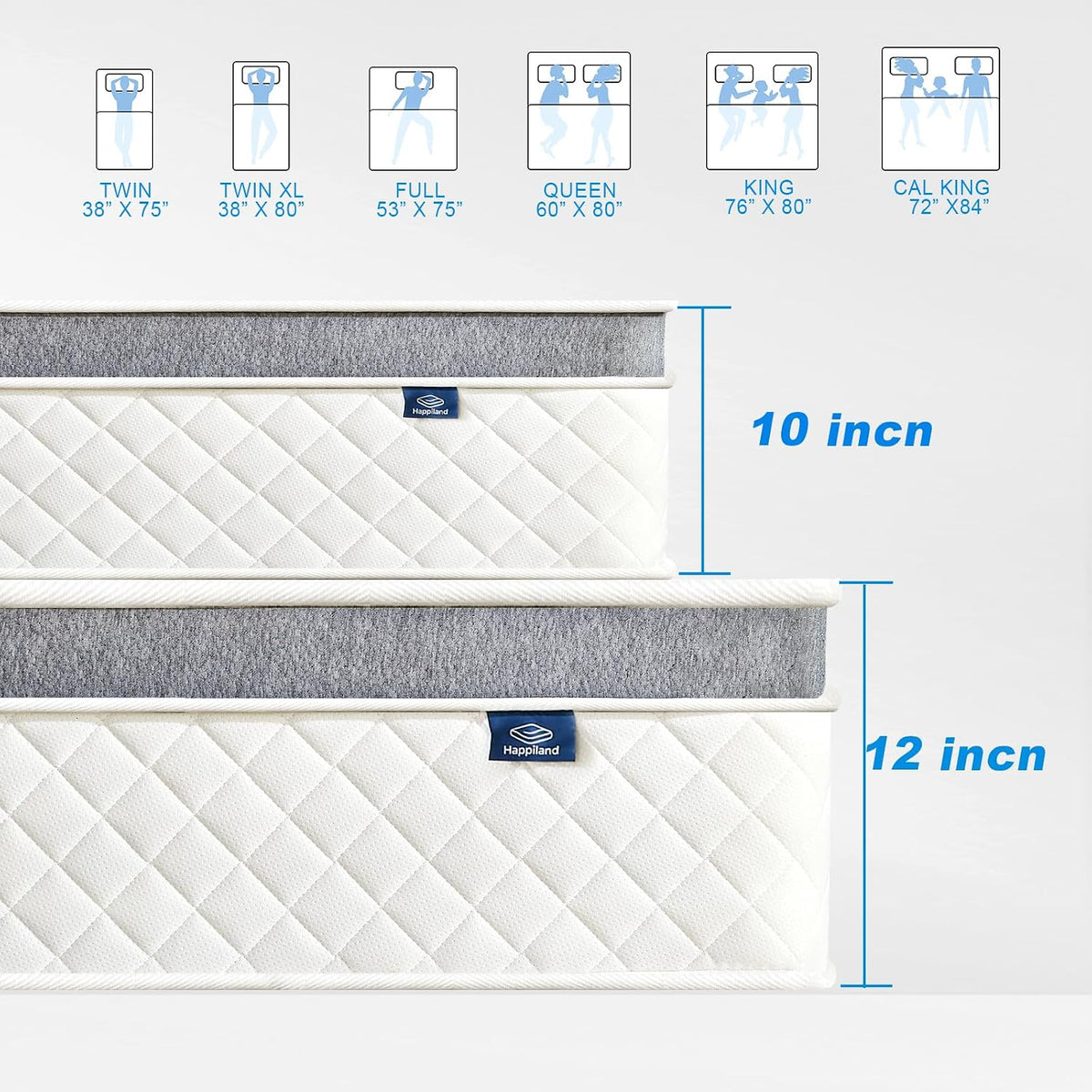 Happiland Full Size Mattress, 10 Inch Hybrid Memory Foam Mattress in a Box Double Mattress, Individually Pocket Springs, Pressure Relief, Breathable Comfort