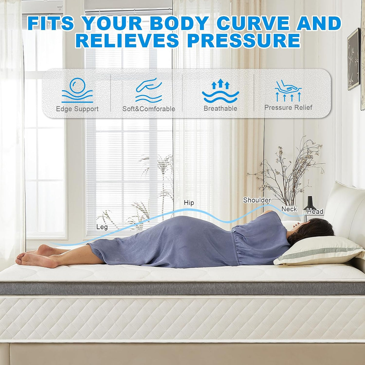 Happiland Full Size Mattress, 10 Inch Hybrid Memory Foam Mattress in a Box Double Mattress, Individually Pocket Springs, Pressure Relief, Breathable Comfort