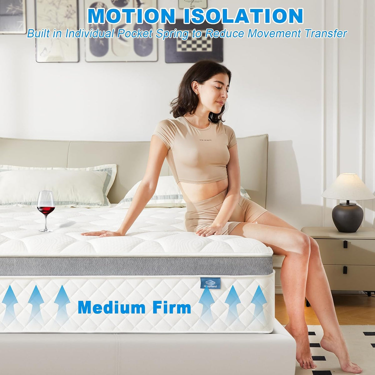 Happiland Full Size Mattress, 10 Inch Hybrid Memory Foam Mattress in a Box Double Mattress, Individually Pocket Springs, Pressure Relief, Breathable Comfort