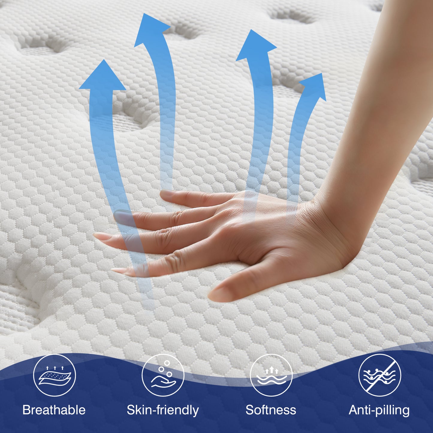 Vantto Queen Mattress, 12 Inch Hybrid Memory Foam Mattress in a Box, Pressure Relief, CertiPUR-US