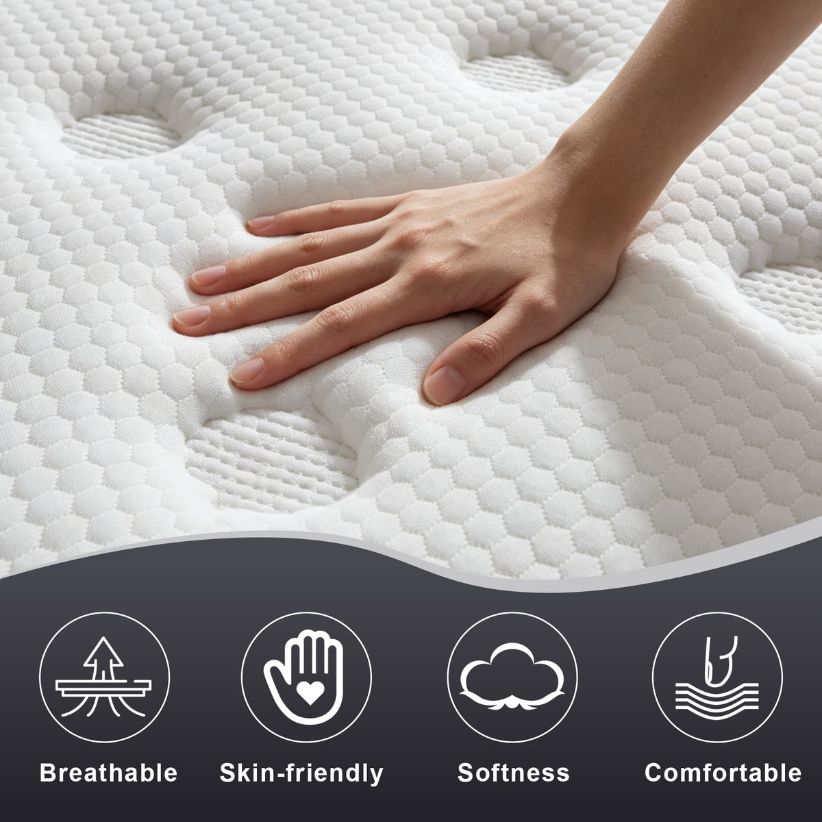 King Size Mattresses, 12 Inch Memory Foam Hybrid Mattress in a Box