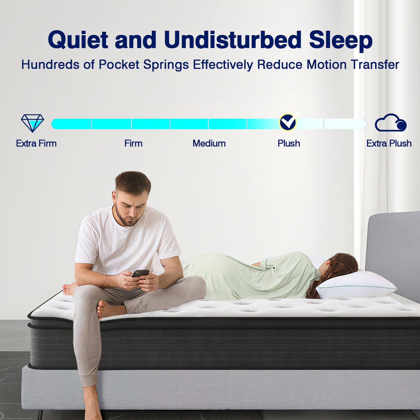 Vantto Queen Mattress, 12 Inch Hybrid Memory Foam Mattress in a Box, Pressure Relief, CertiPUR-US