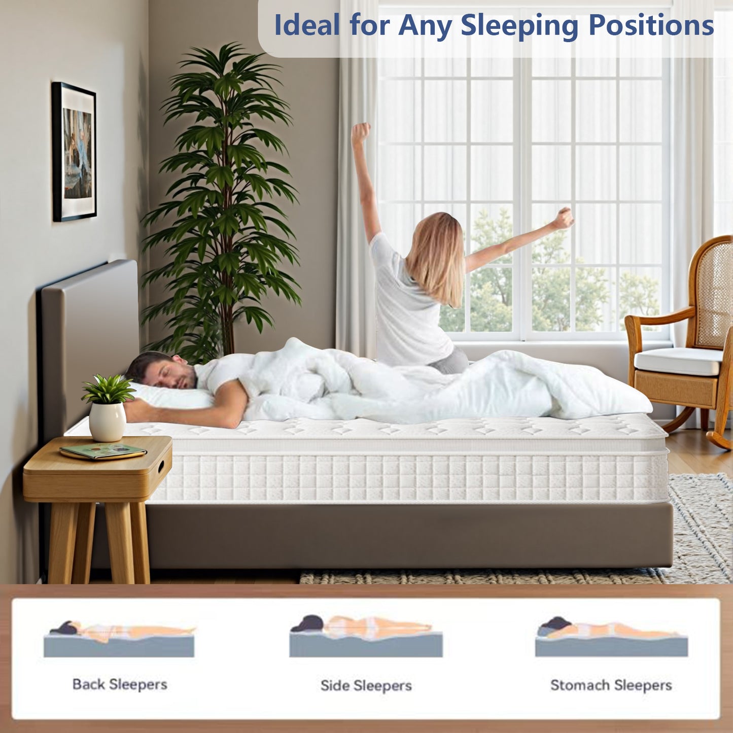Twin Mattress, 10 Inch Memory Foam Hybrid Mattress, Individual Pocket Springs Mattress with Pressure Relief, Motion Isolation, CertiPUR-US, 100 Nights Trial