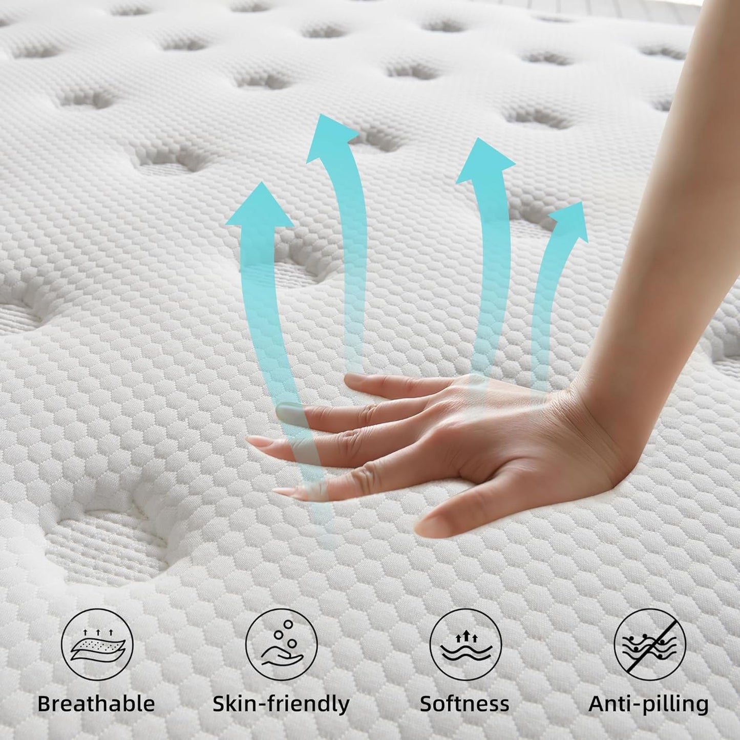 King Mattress, 12 Inch Memory Foam Hybrid Mattress King, Pocket Spring Mattress in a Box for Motion Isolation, Pressure Relief, CertiPUR-US