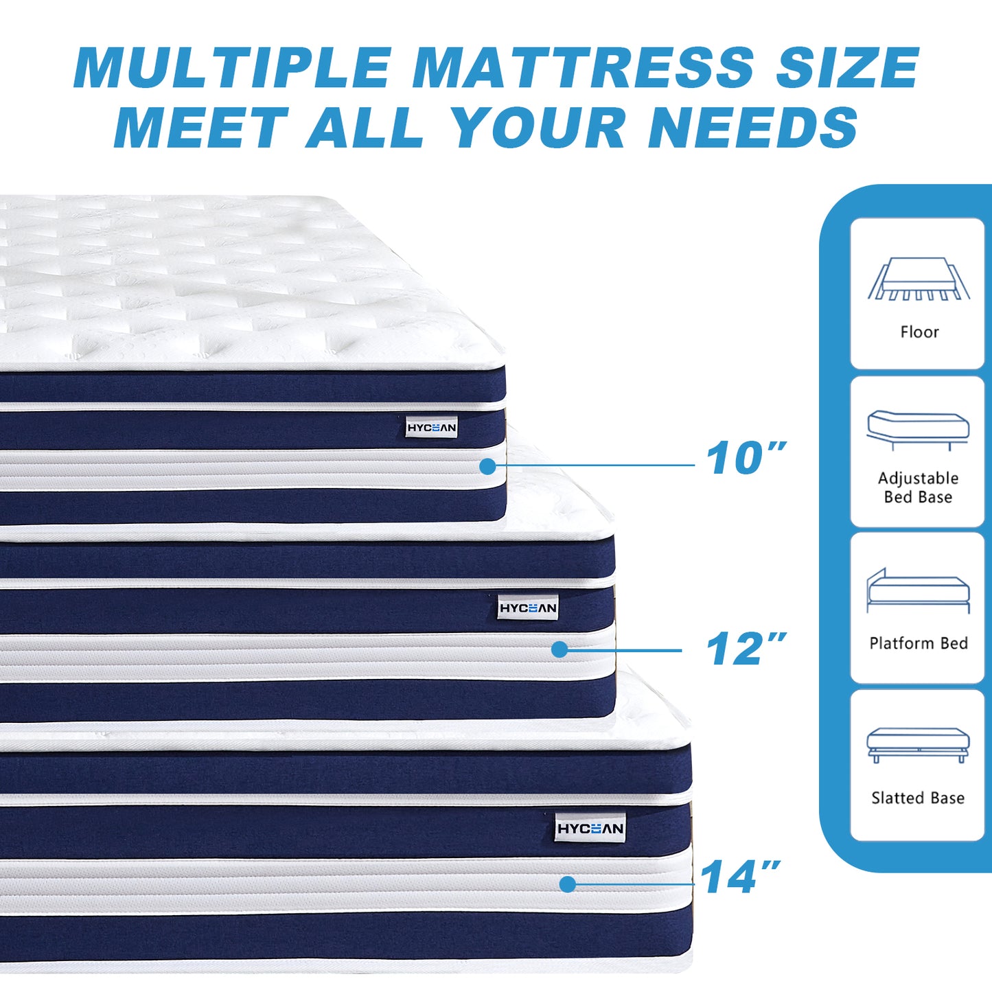 HYCEAN Twin Size Mattress, 10 Inch Hybrid Memory Foam Twin Mattress in a Box, Pressure Relief, Medium Firm, CertiPUR-US